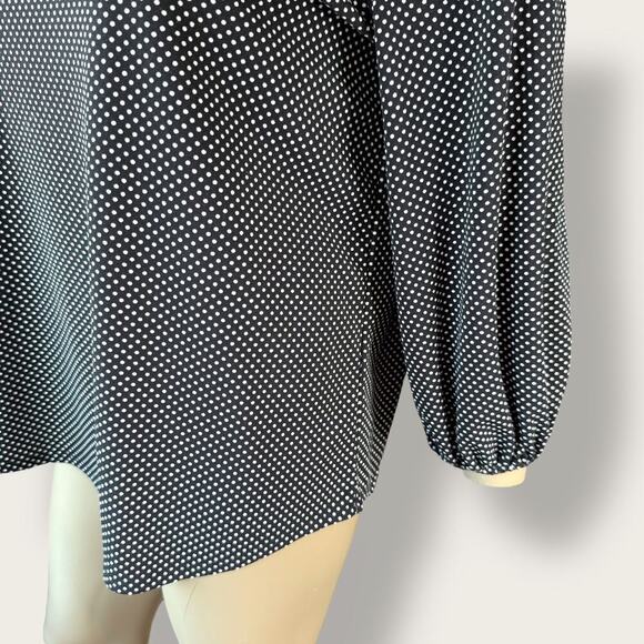 Adrianna Papell Polka Dots 3/4 Sleeve Relax Fit Top Blouse Size L Black & White - Picture 7 of 13